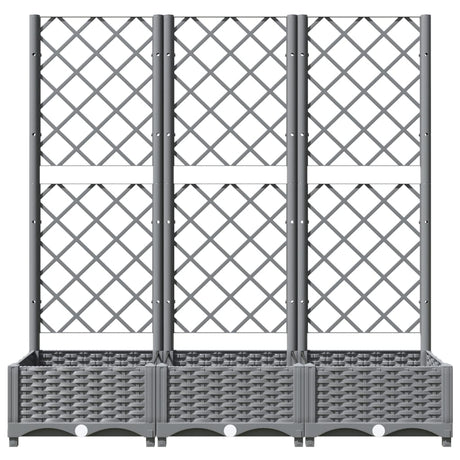 Vidaxl plantenbak met latwerk 120x40x121,5 cm polypropeen lichtgrijs