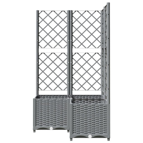Vidaxl plantenbak met latwerk 80x80x136 cm polypropeen lichtgrijs