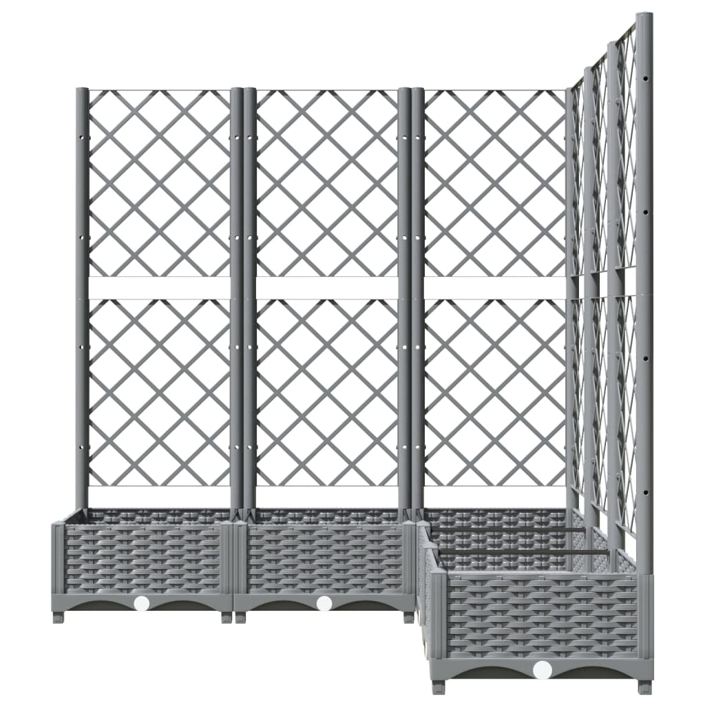 Vidaxl plantenbak met latwerk 120x120x121,5 cm polypropeen lichtgrijs