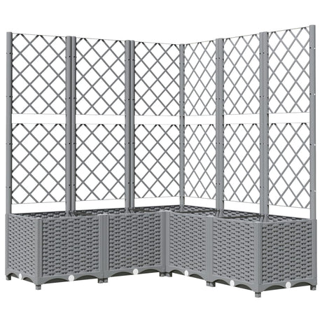 Vidaxl plantenbak met latwerk 120x120x136 cm polypropeen lichtgrijs