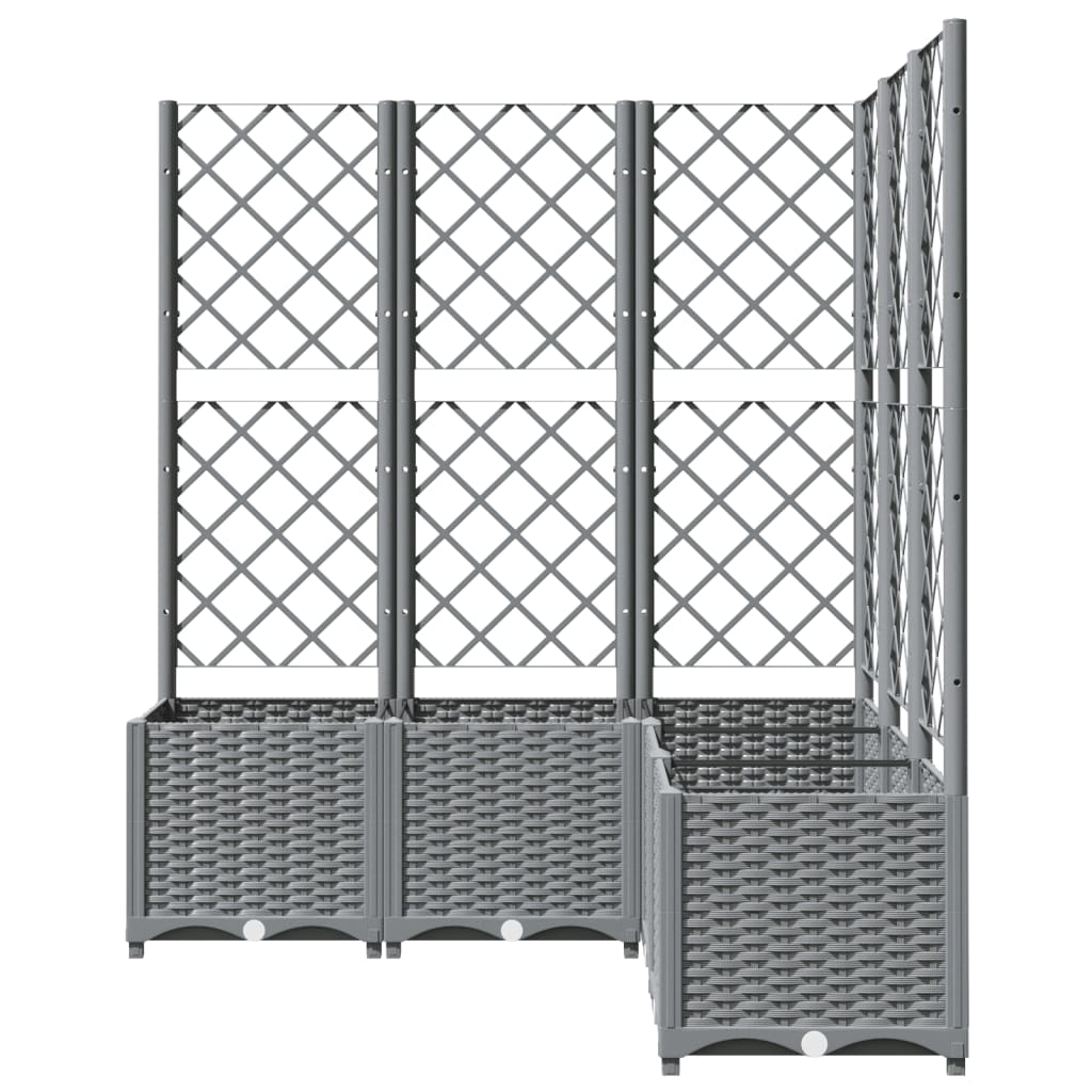 Vidaxl plantenbak met latwerk 120x120x136 cm polypropeen lichtgrijs