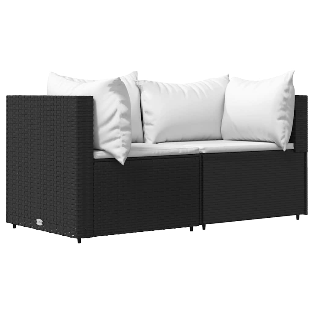 Vidaxl 3-delige loungeset met kussens poly rattan zwart