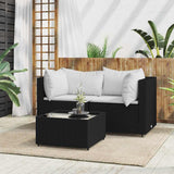 Vidaxl 3-delige loungeset met kussens poly rattan zwart