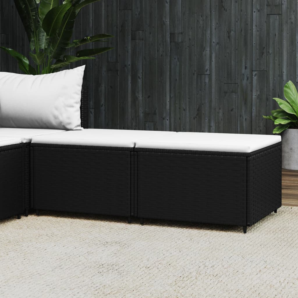 Vidaxl voetensteunen 2 st met kussen poly rattan zwart