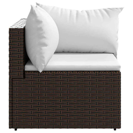 Vidaxl tuinhoekbank met kussens poly rattan bruin