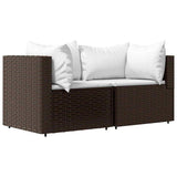 Vidaxl tuinhoekbanken met kussens 2 st poly rattan bruin