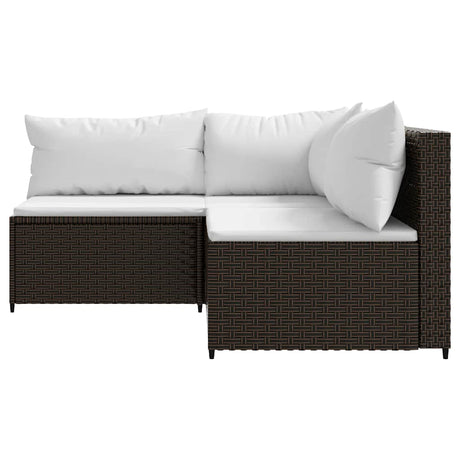 Vidaxl 3-delige loungeset met kussens poly rattan bruin