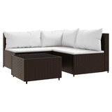 Vidaxl 4-delige loungeset met kussens poly rattan bruin
