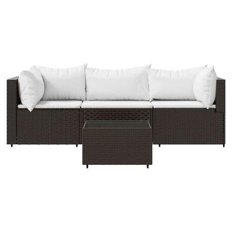 Vidaxl 4-delige loungeset met kussens poly rattan bruin