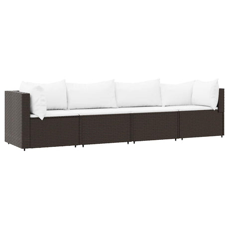 Vidaxl 4-delige loungeset met kussens poly rattan bruin