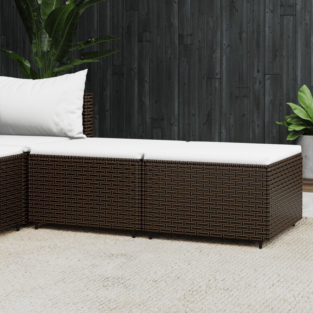Vidaxl voetensteunen 2 st met kussens poly rattan bruin