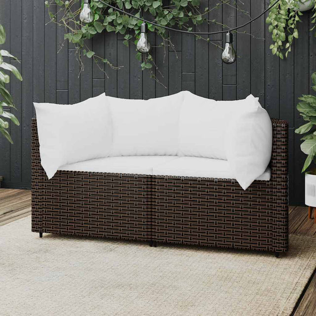 Vidaxl tuinhoekbanken met kussens 2 st poly rattan bruin