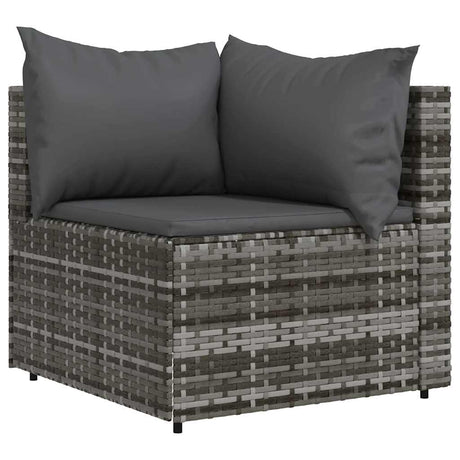 Vidaxl tuinhoekbank met kussens poly rattan grijs