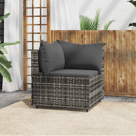 Vidaxl tuinhoekbank met kussens poly rattan grijs