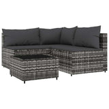 Vidaxl 4-delige loungeset met kussens poly rattan grijs