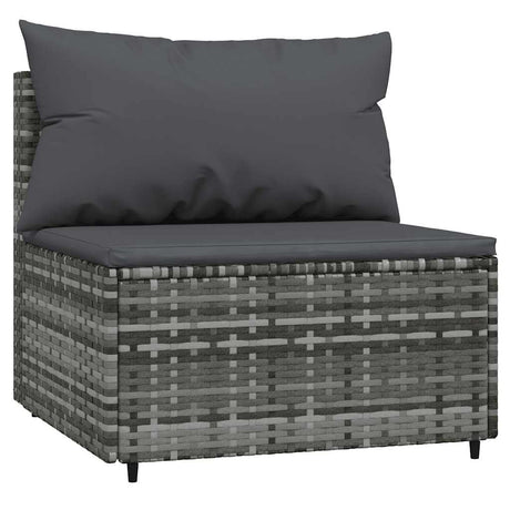Vidaxl tuinmiddenbank met kussens poly rattan grijs