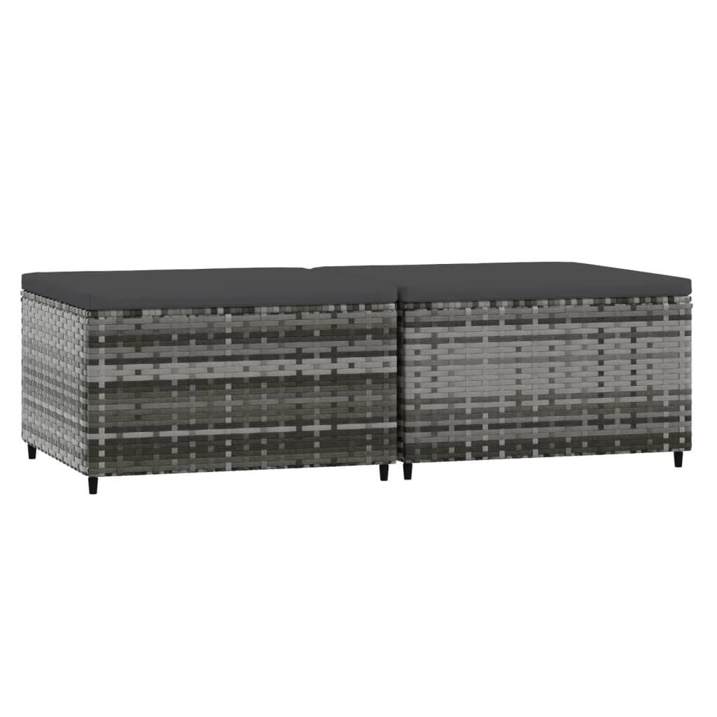 Vidaxl voetensteunen 2 st met kussens poly rattan grijs