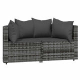 Vidaxl tuinhoekbanken met kussens 2 st poly rattan grijs