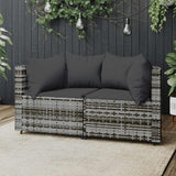 Vidaxl tuinhoekbanken met kussens 2 st poly rattan grijs