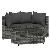 Vidaxl 3-delige loungeset met kussens poly rattan grijs