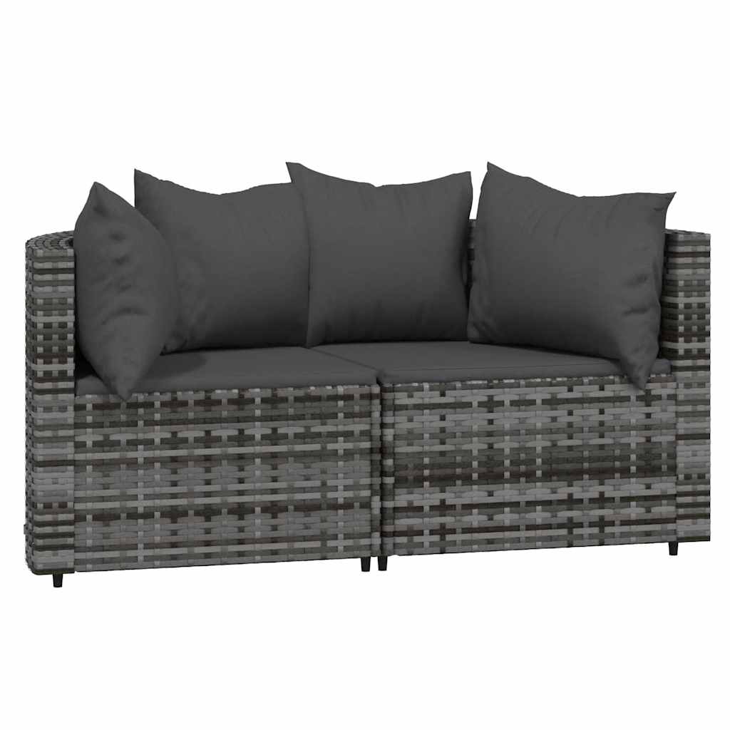 Vidaxl 3-delige loungeset met kussens poly rattan grijs