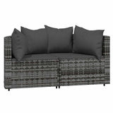 Vidaxl 3-delige loungeset met kussens poly rattan grijs