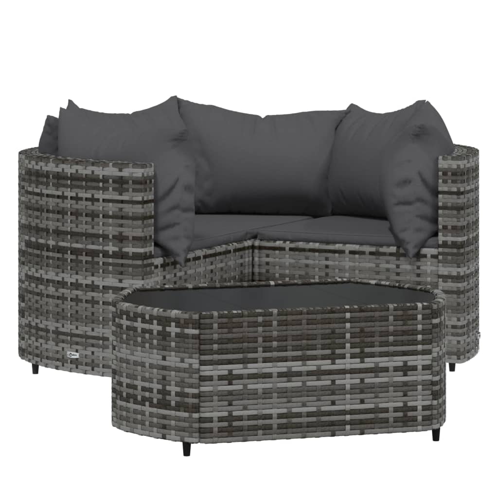Vidaxl 4-delige loungeset met kussens poly rattan grijs