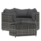 Vidaxl 4-delige loungeset met kussens poly rattan grijs