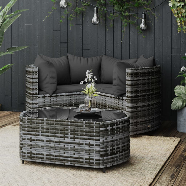 Vidaxl 4-delige loungeset met kussens poly rattan grijs