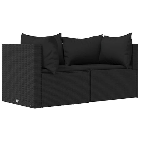 Vidaxl tuinhoekbanken met kussens 2 st poly rattan zwart