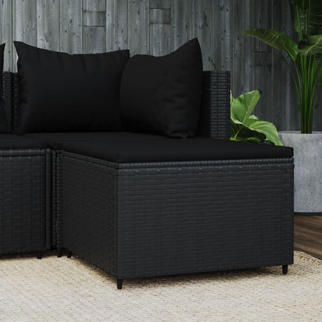 Vidaxl voetensteun met kussen poly rattan zwart