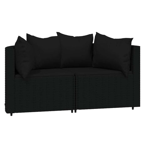 Vidaxl tuinhoekbanken met kussens 2 st poly rattan zwart