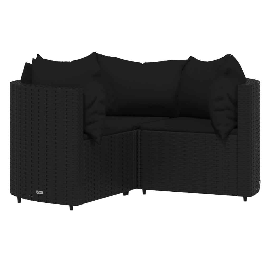 Vidaxl 4-delige loungeset met kussens poly rattan zwart