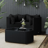Vidaxl 4-delige loungeset met kussens poly rattan zwart