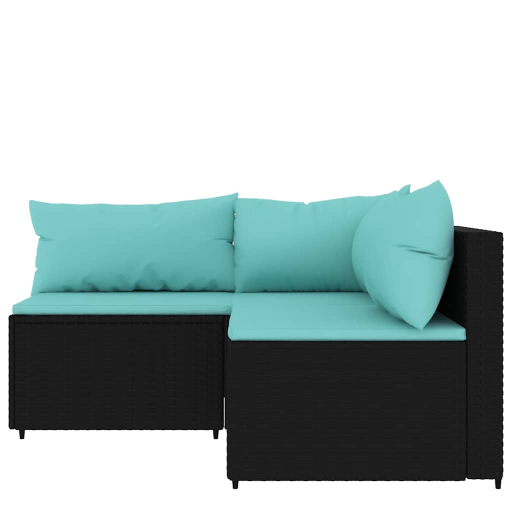 Vidaxl 3-delige loungeset met kussens poly rattan zwart