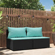 Vidaxl tuinmiddenbanken met kussens 2 st poly rattan zwart