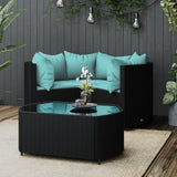 Vidaxl 4-delige loungeset met kussens poly rattan zwart