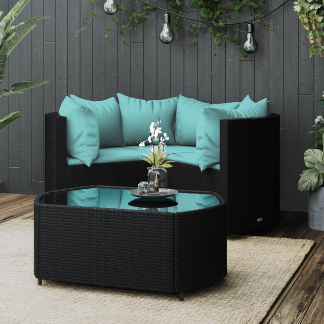 Vidaxl 4-delige loungeset met kussens poly rattan zwart