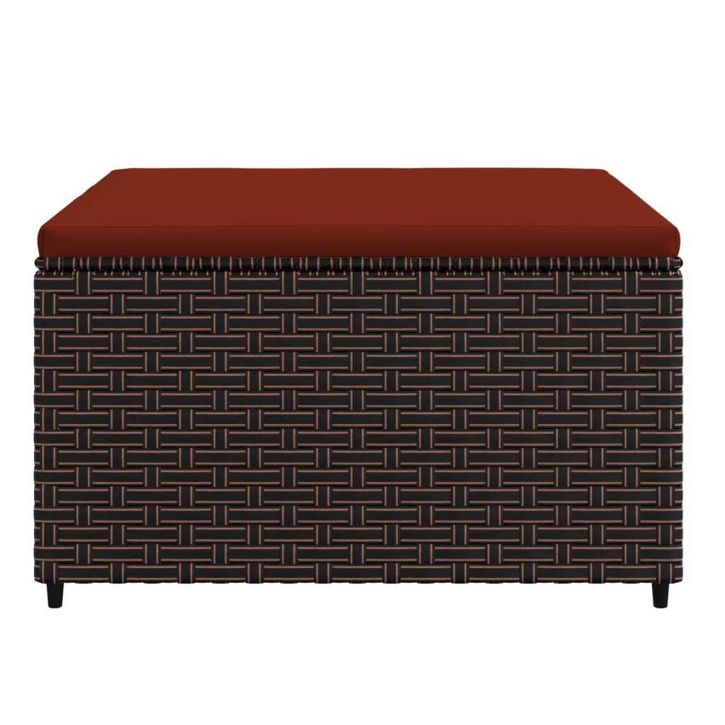 Vidaxl voetensteun met kussen poly rattan bruin