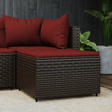 Vidaxl voetensteun met kussen poly rattan bruin