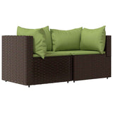 Vidaxl tuinhoekbanken met kussens 2 st poly rattan bruin