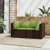 Vidaxl tuinhoekbanken met kussens 2 st poly rattan bruin