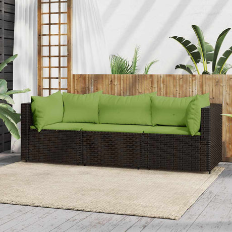 Vidaxl 3-delige loungeset met kussens poly rattan bruin