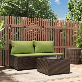 Vidaxl 3-delige loungeset met kussens poly rattan bruin