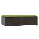 Vidaxl voetensteunen 2 st met kussens poly rattan bruin