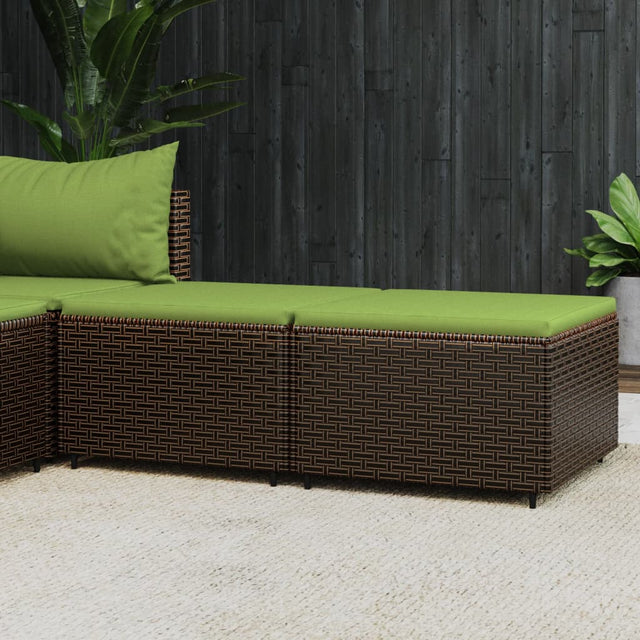 Vidaxl voetensteunen 2 st met kussens poly rattan bruin