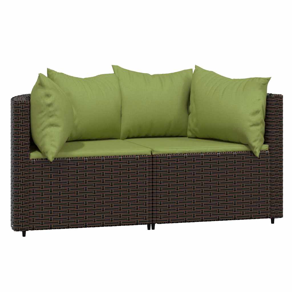 Vidaxl tuinhoekbanken met kussens 2 st poly rattan bruin