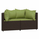 Vidaxl tuinhoekbanken met kussens 2 st poly rattan bruin
