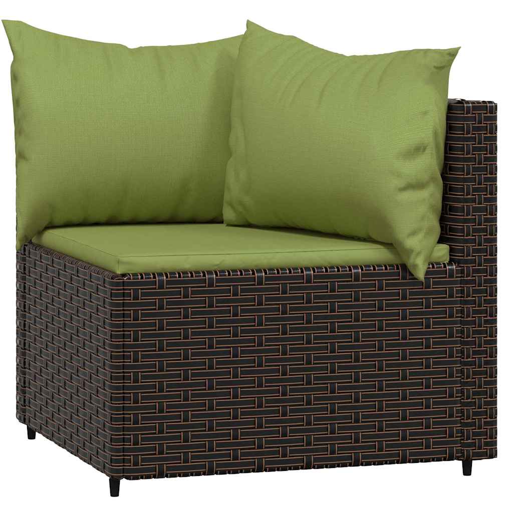 Vidaxl tuinhoekbanken met kussens 2 st poly rattan bruin
