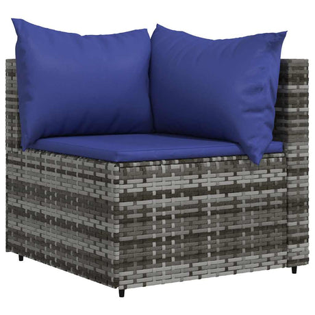 Vidaxl tuinhoekbank met kussens poly rattan grijs